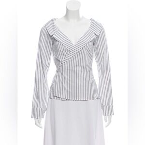 NET Reformation Dimitri Black White Striped Blouse Top S Small